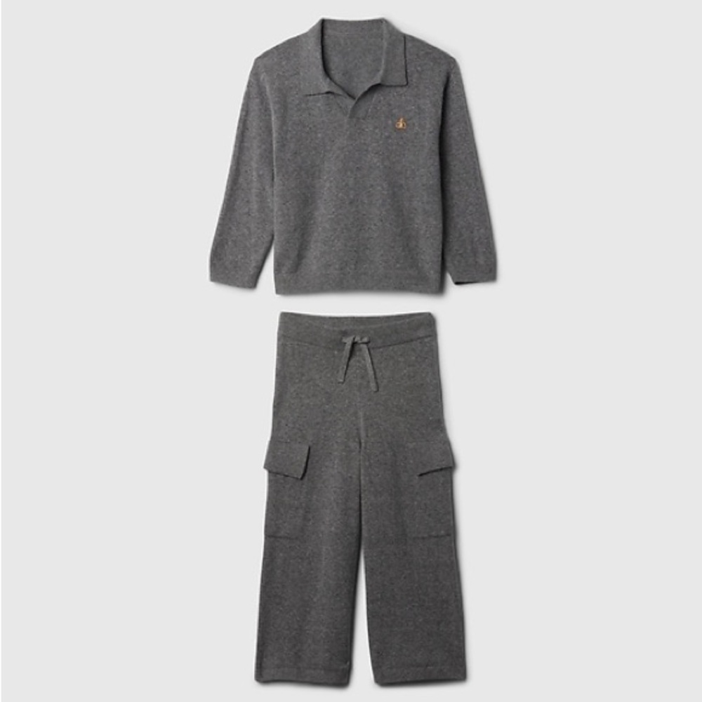 GAP Charcoal CashSoft Sweater Polo and Pants 2 pc Set